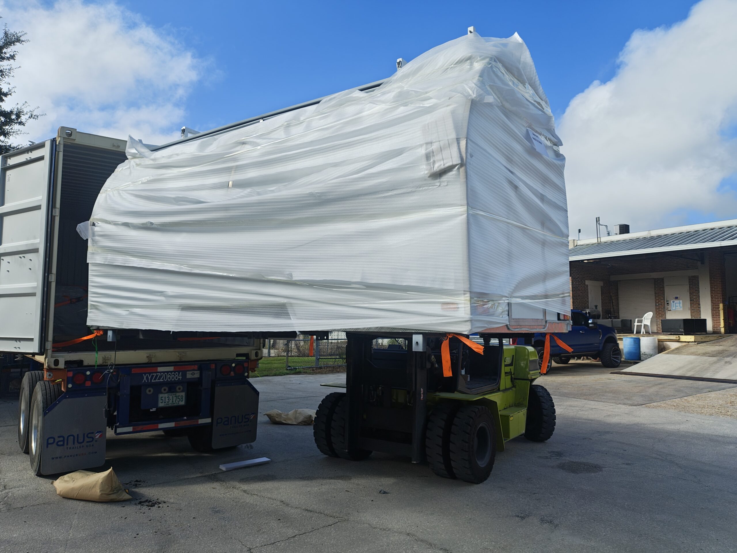 Food Truck/Trailer being removed from an Ocean container in Jacksonville FL