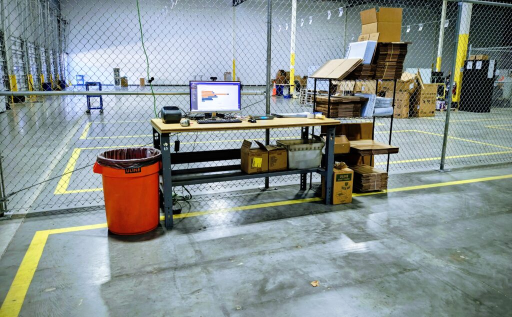 Packed ecommerce orders ready to ship from our Jacksonville fulfillment center